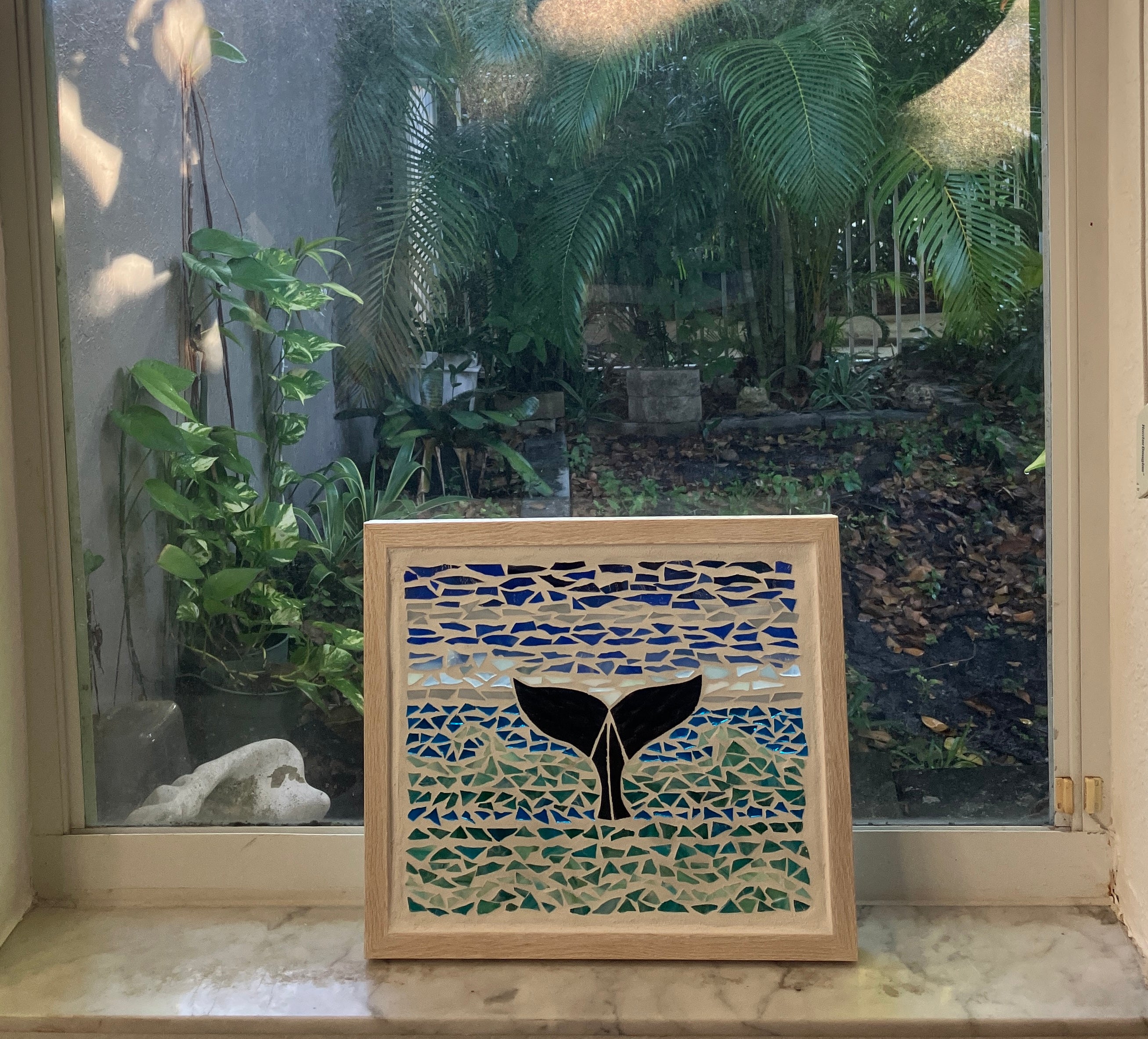 Whale Tail Framed Glass Mosaic