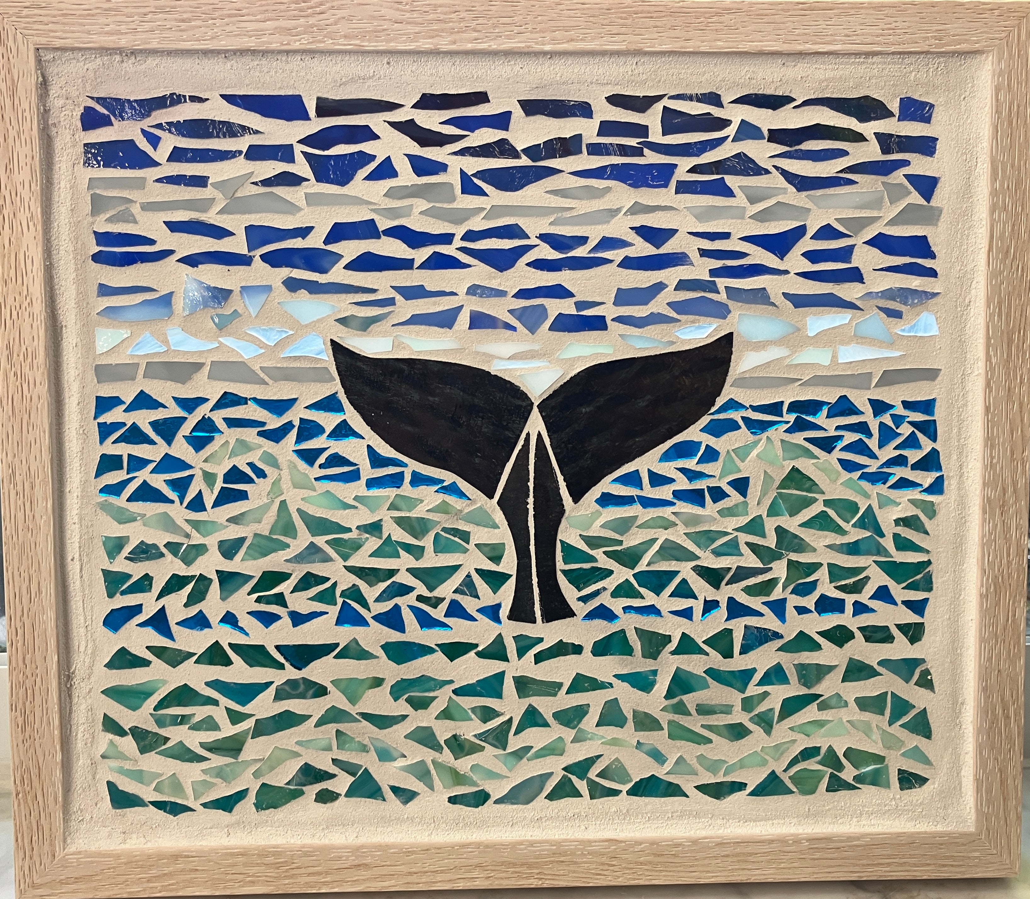 Whale Tail Framed Glass Mosaic