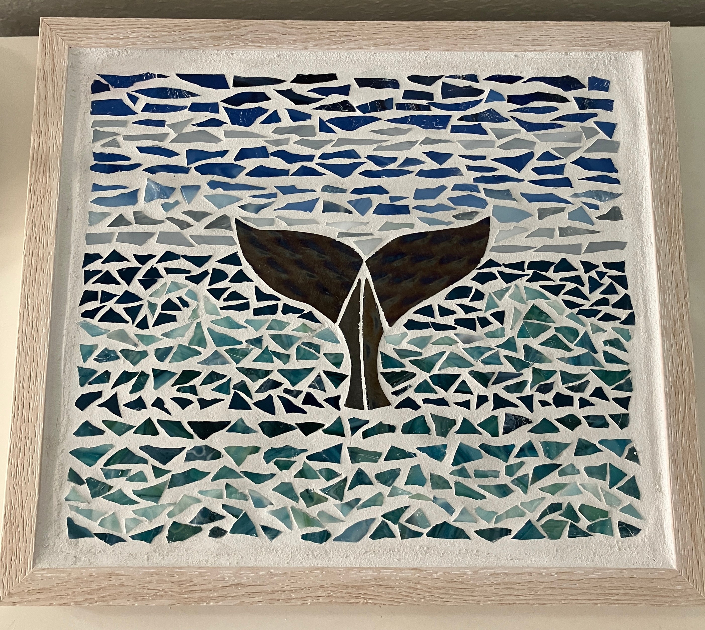 Whale Tail Framed Glass Mosaic