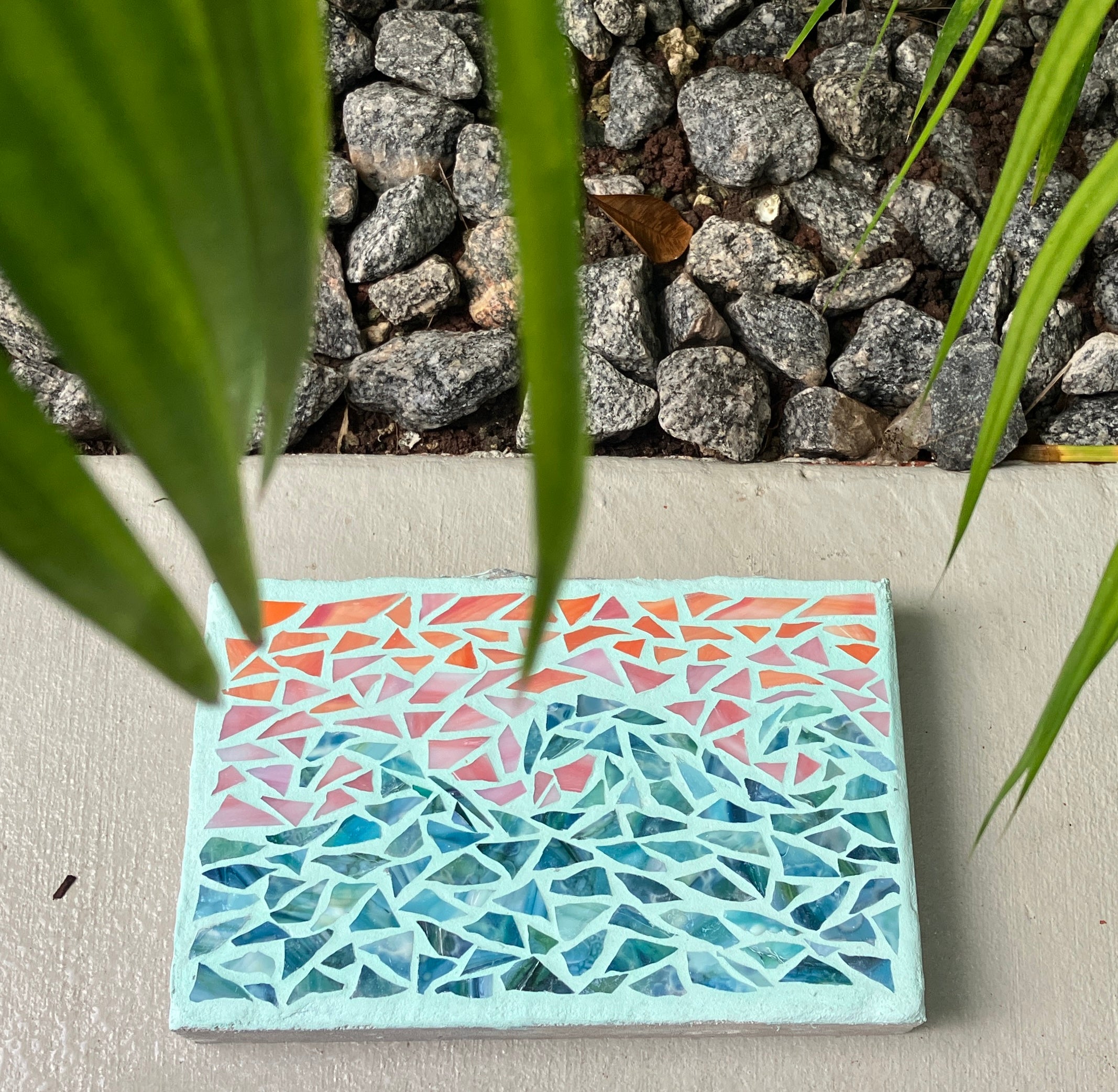 Sunset Waves Mosaic Stepping Stone
