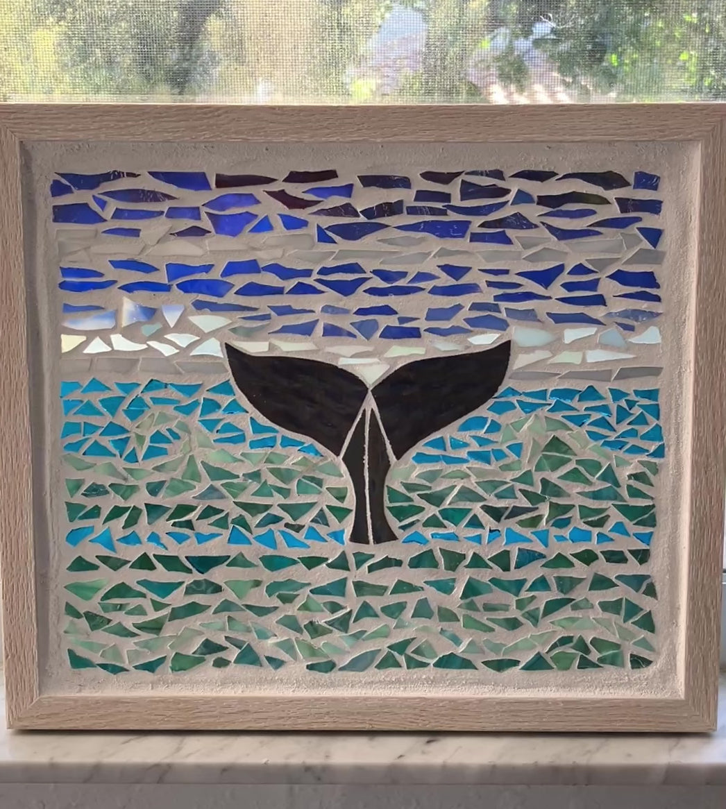 Whale Tail Framed Glass Mosaic
