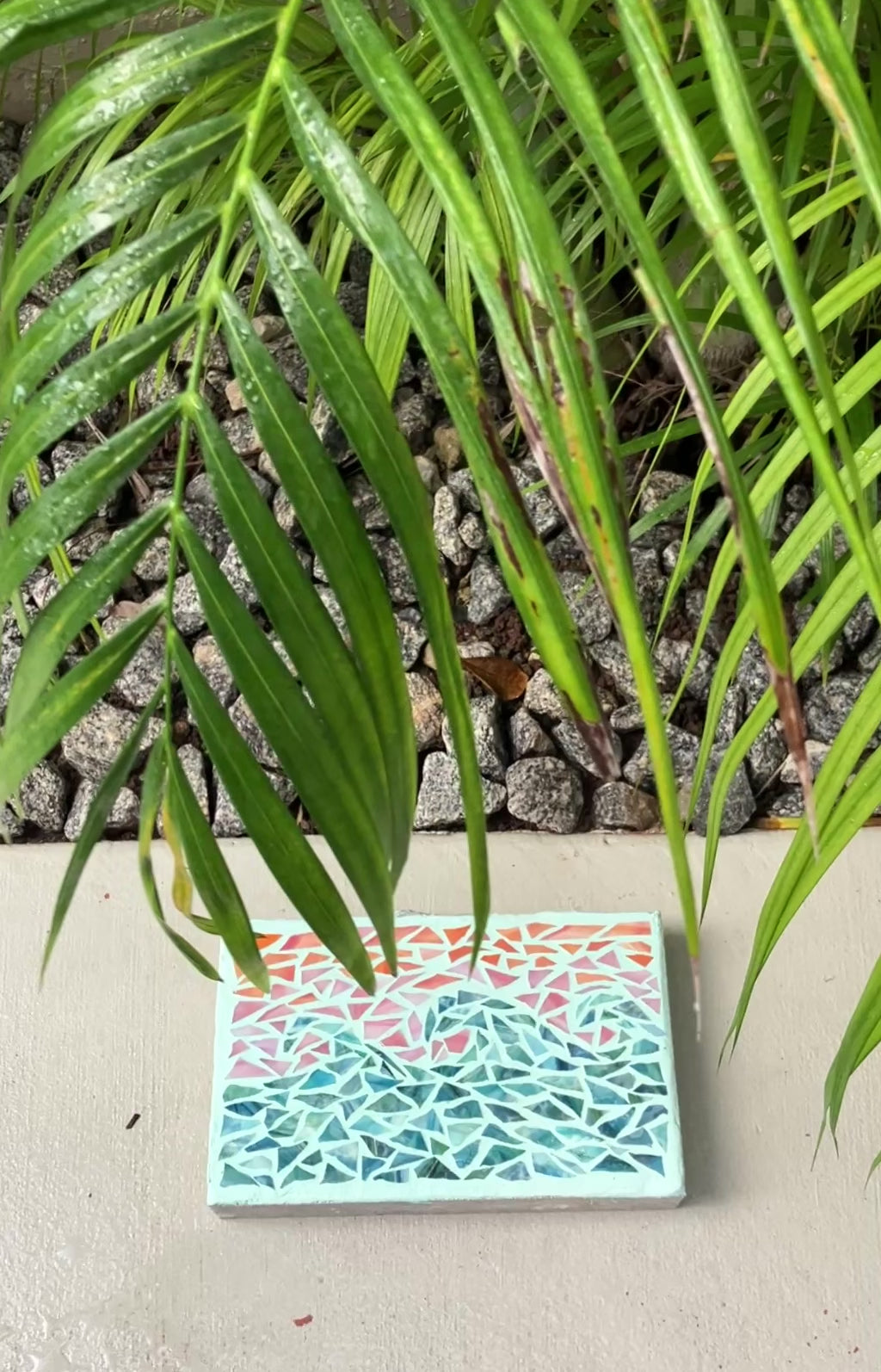 Sunset Waves Mosaic Stepping Stone